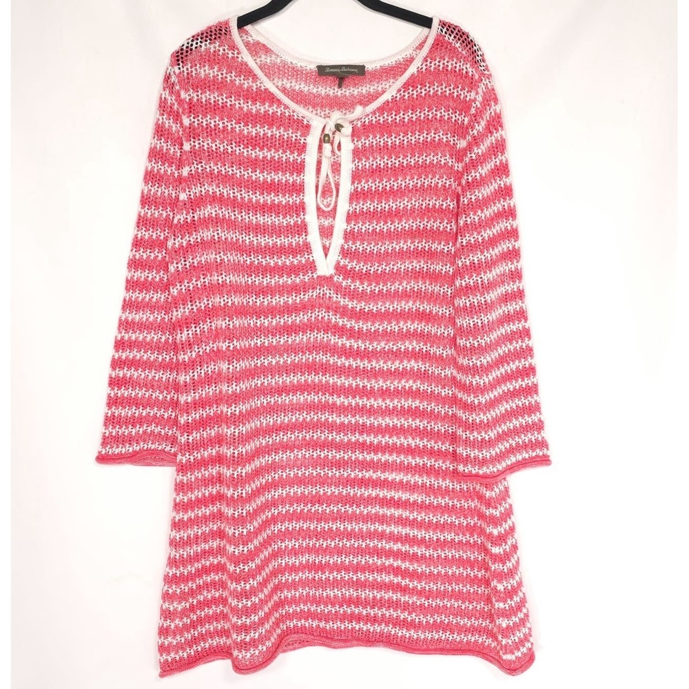 Tommy Bahama Star Island Too LARGE Tunic Paradise Pink Knit LINEN COTTON Women's